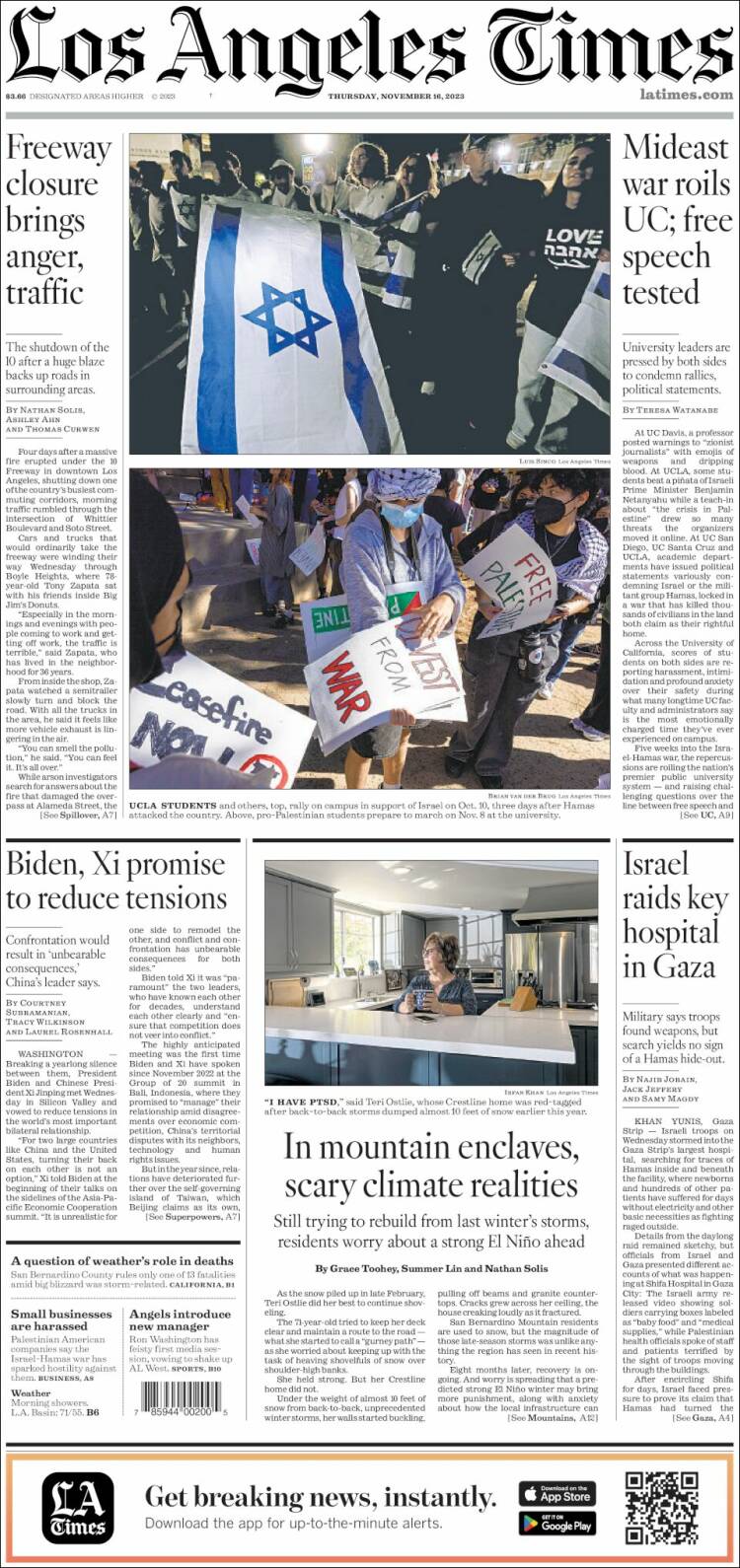 Portada de Los Angeles Times (USA)