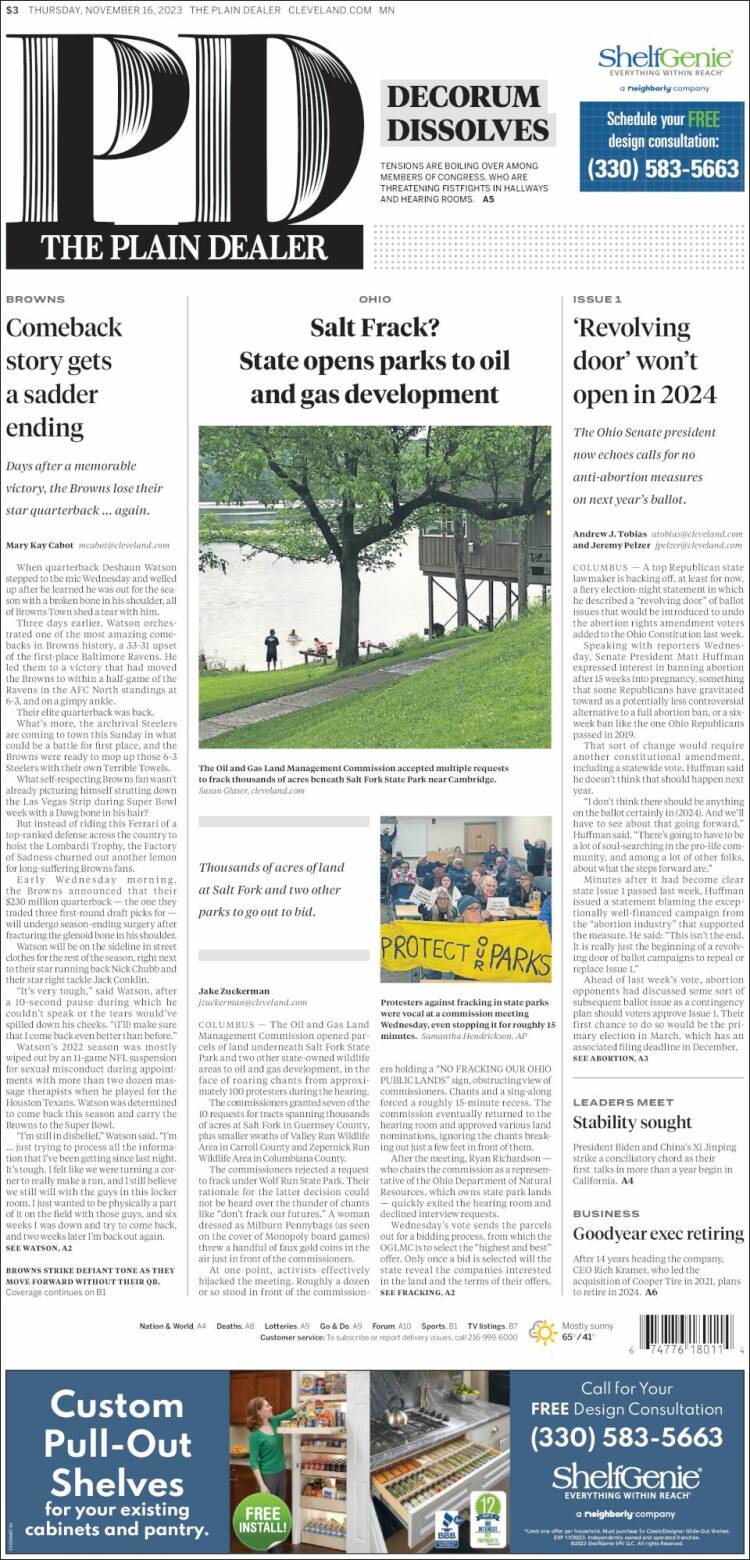 Portada de The Plain Dealer (USA)