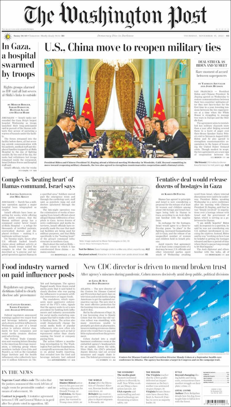 Portada de The Washington Post (USA)