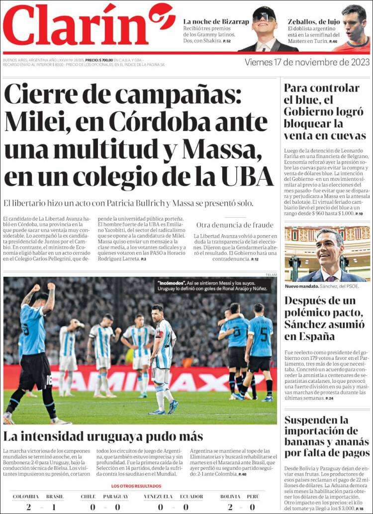 Portada de Clarín (Argentina)