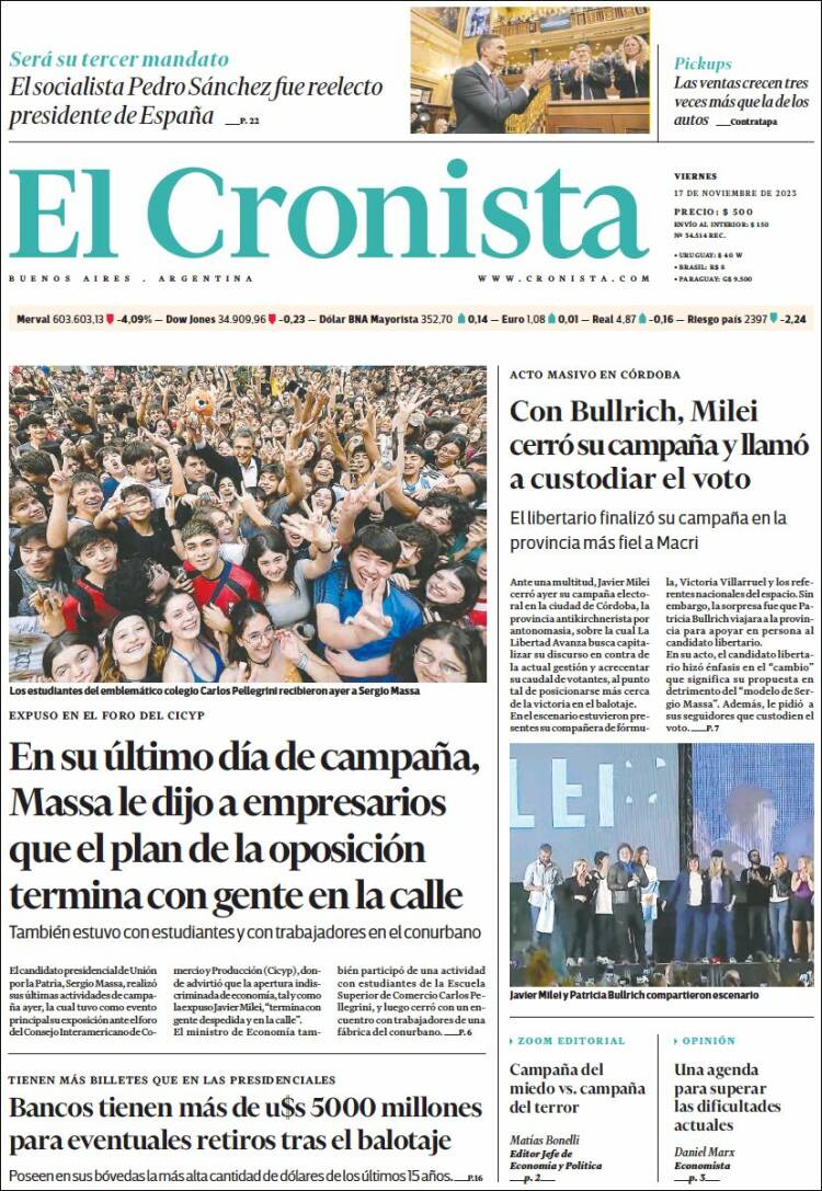 Portada de El Cronista Comercial (Argentina)