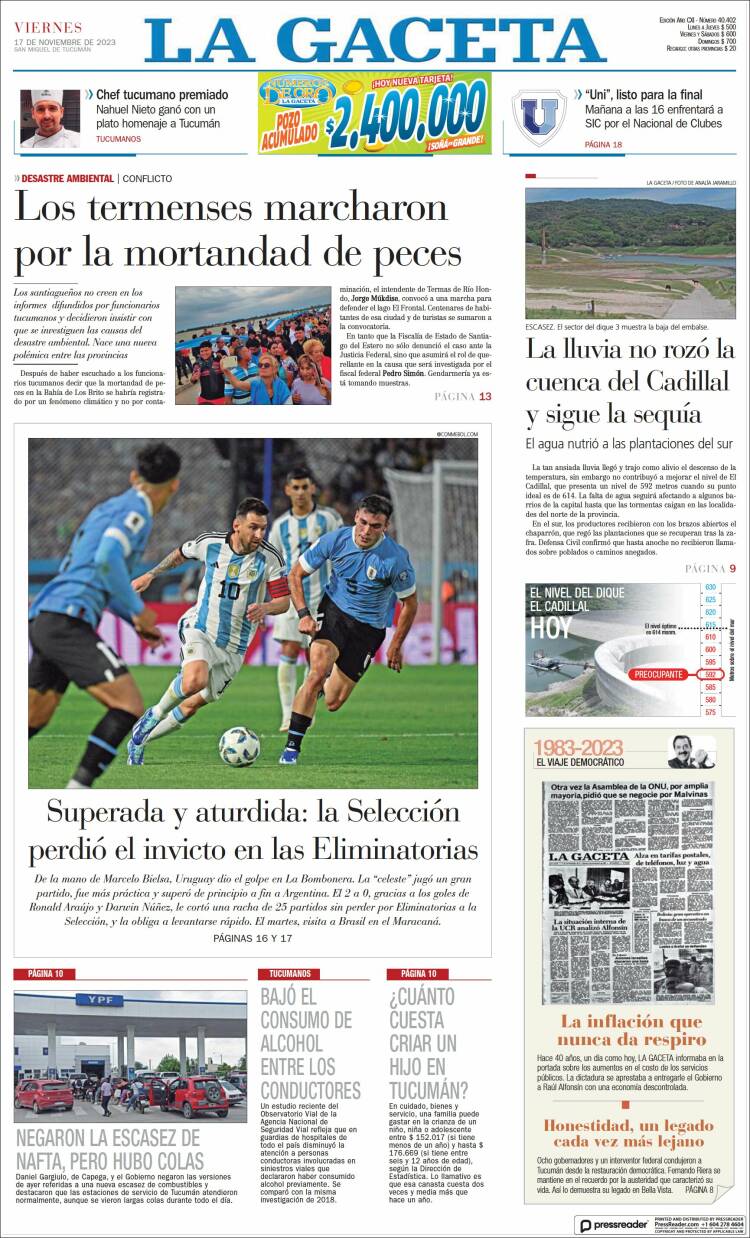 Portada de La Gaceta (Argentina)