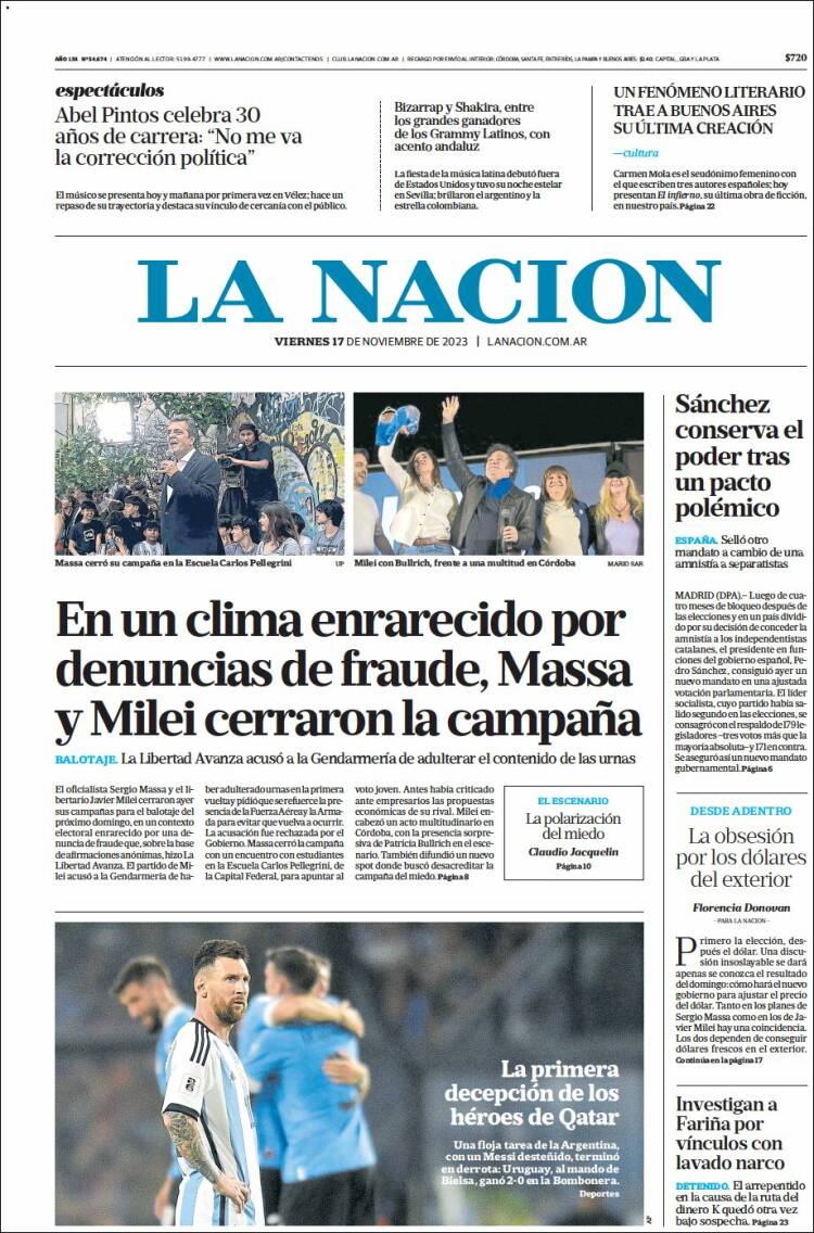 Portada de La Nación (Argentina)