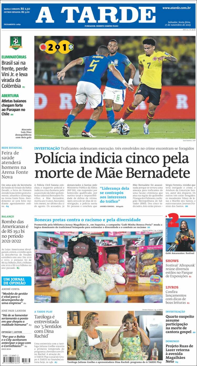 Portada de Diário A Tarde (Brasil)