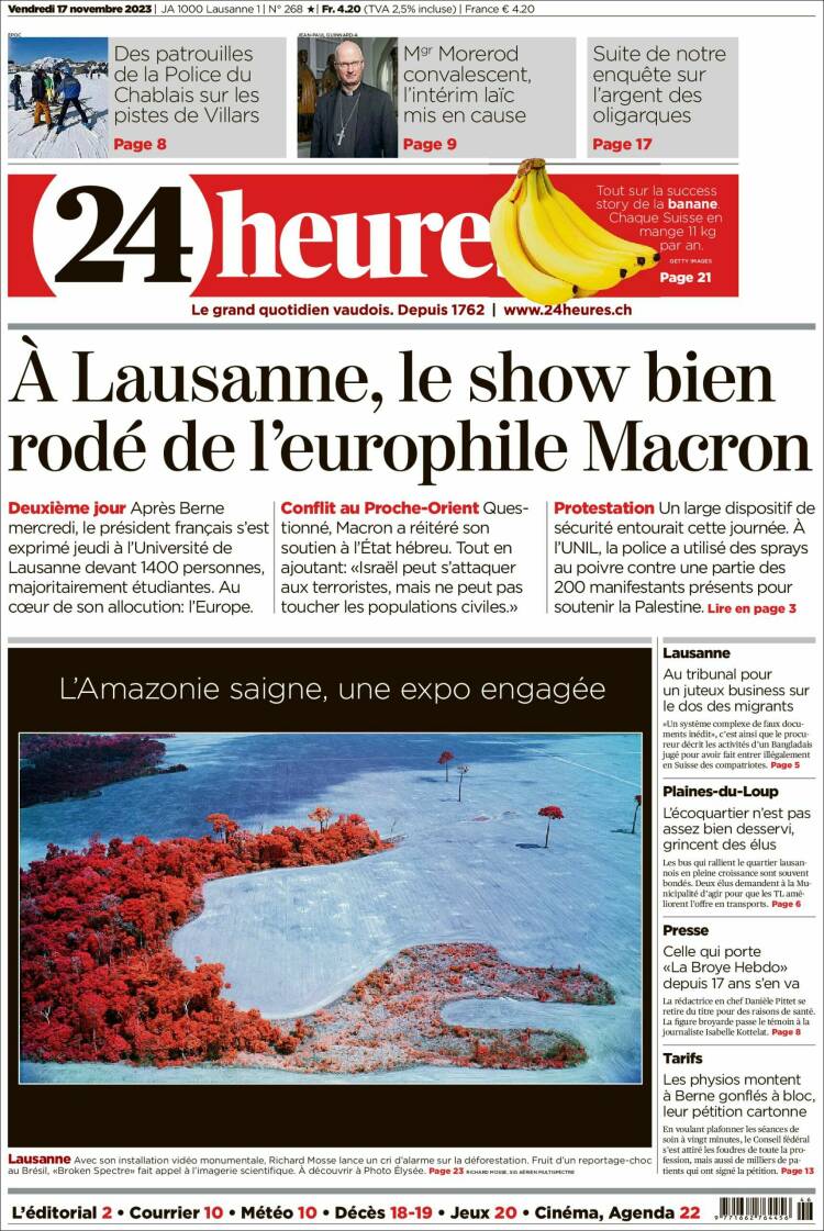 Portada de 24 Heures (Suiza)