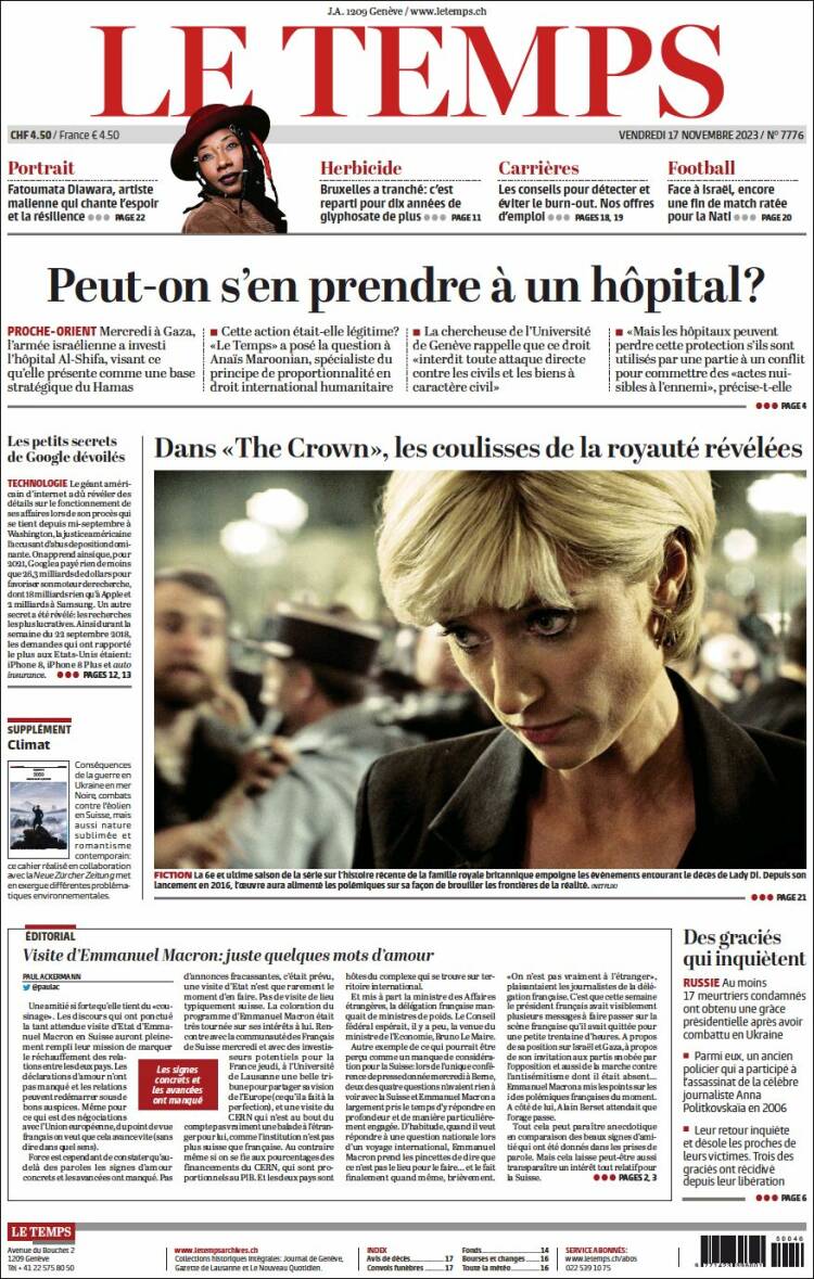 Portada de Le Matin (Suiza)
