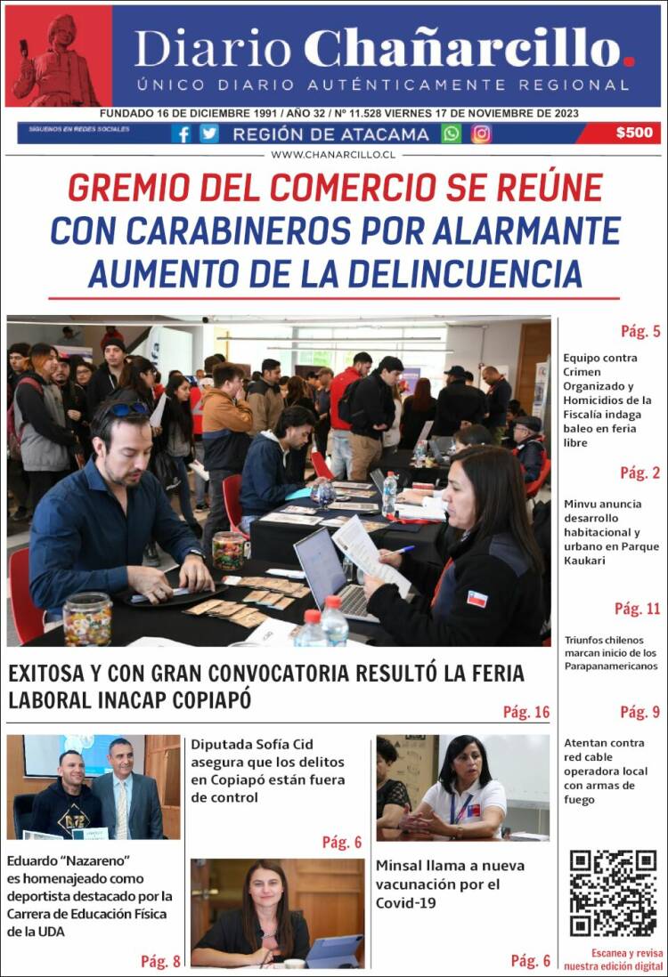 Portada de Diario Chañarcillo (Chile)