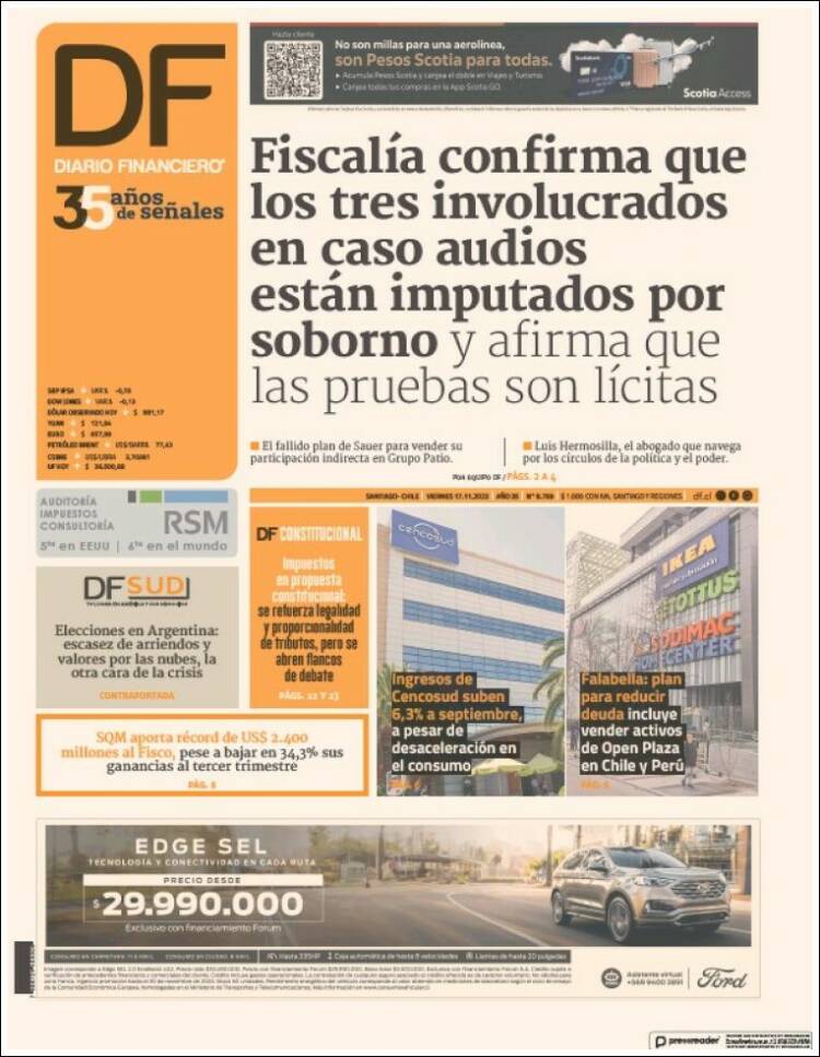 Portada de Diario Financiero (Chile)