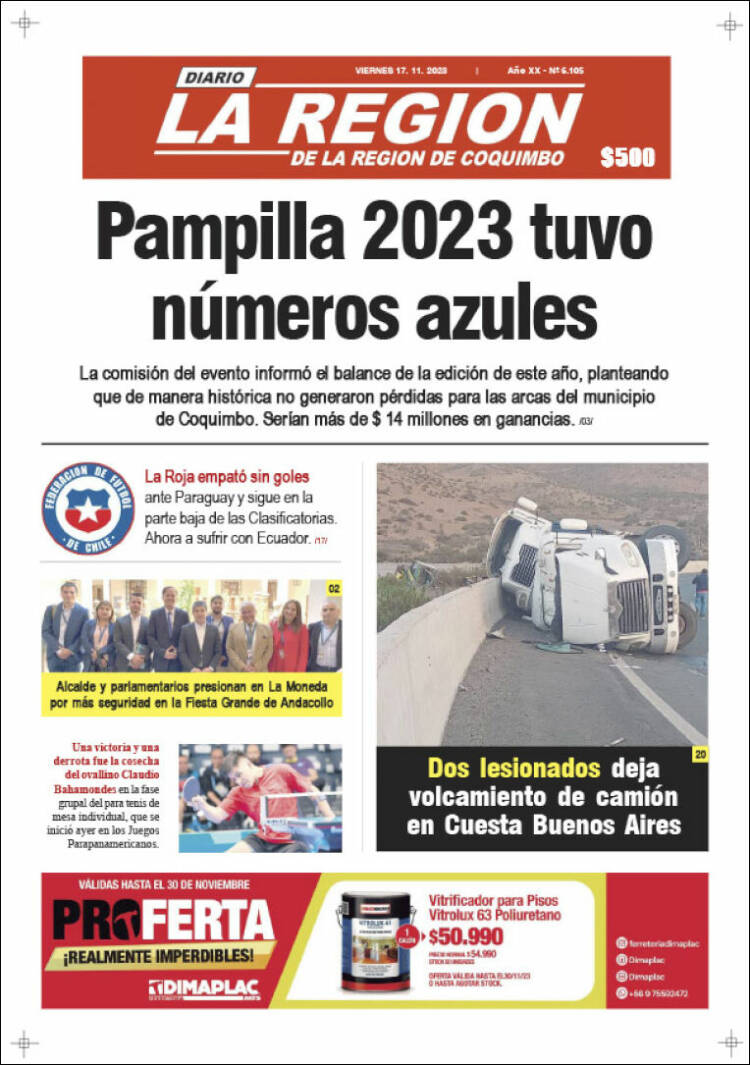 Portada de Diario La Región de Coquimbo (Chile)