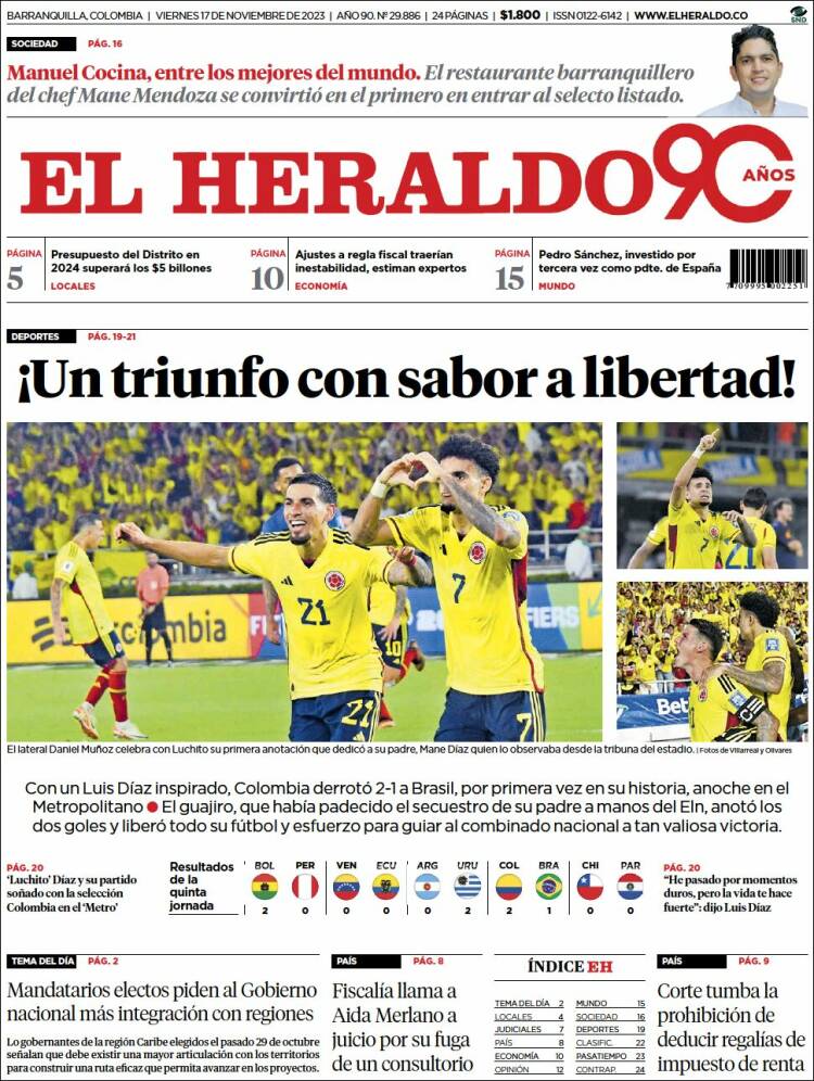 Portada de El Heraldo (Colombia)