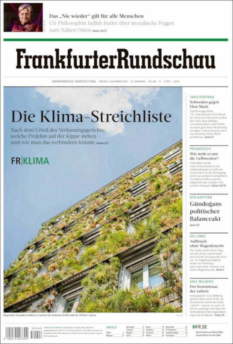 Portada de Frankfurter Rundschau (Alemania)
