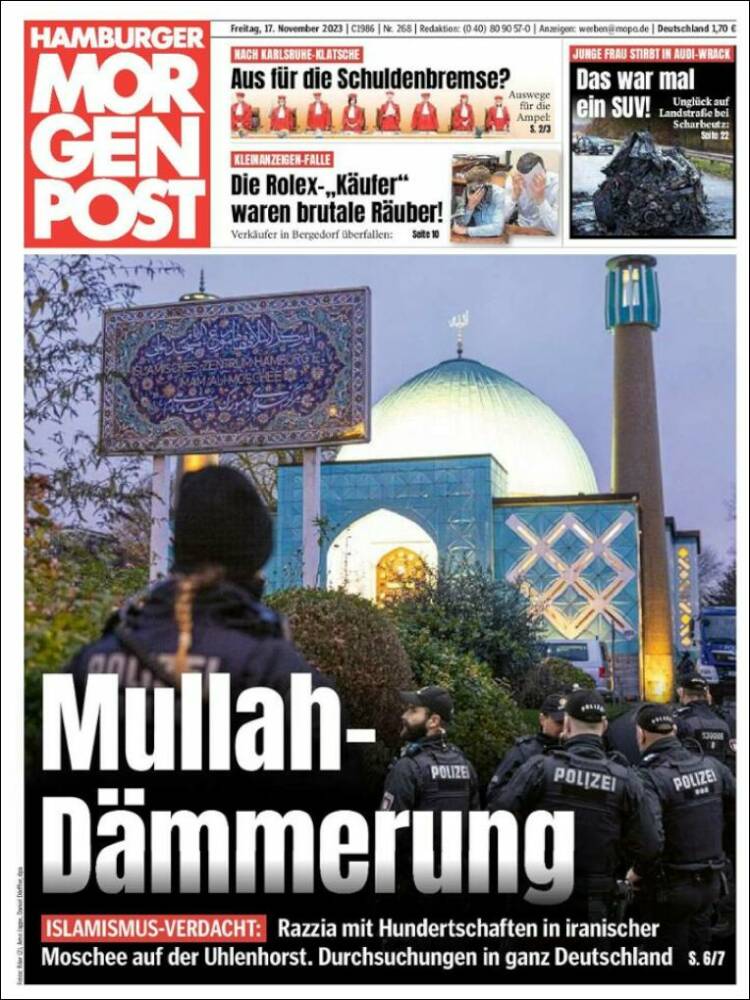 Portada de Hamburger Morgenpost  (Alemania)
