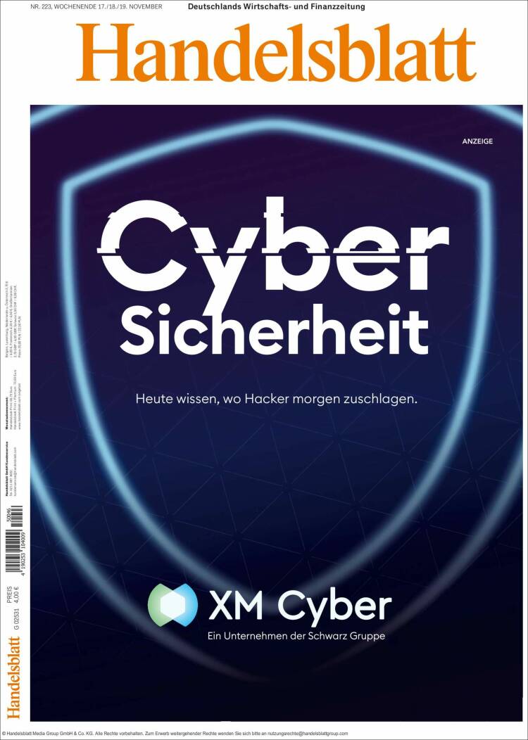 Portada de Handelsblatt (Alemania)