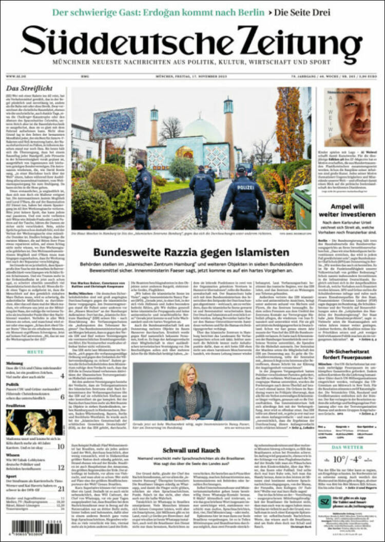 Portada de Sueddeutsche (Alemania)