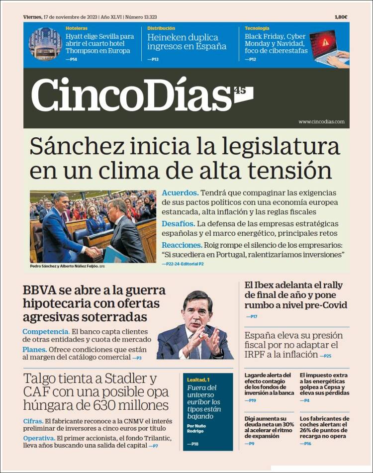 Portada de Cinco Días (Espa&ntilde;a)