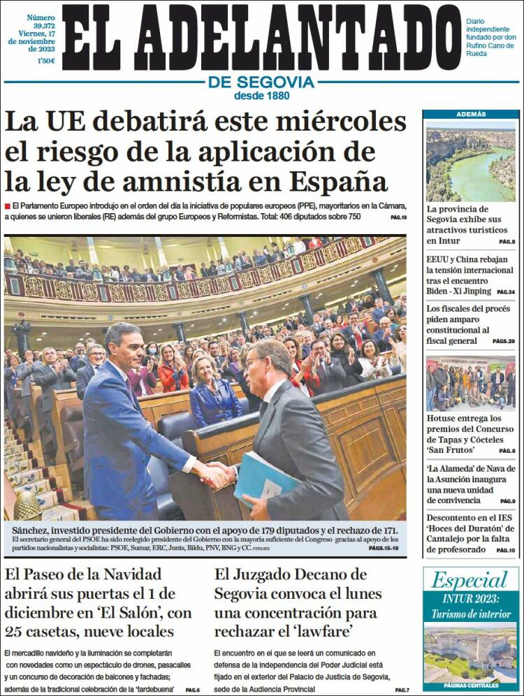 Portada de El Adelantado de Segovia (España)