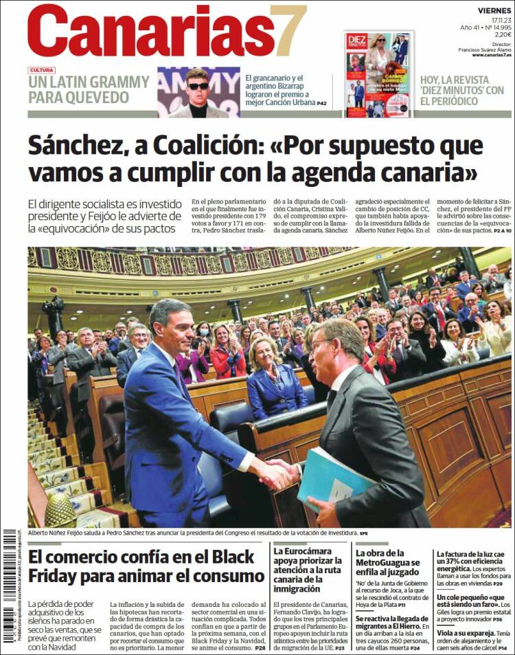 Portada de Canarias 7 (España)