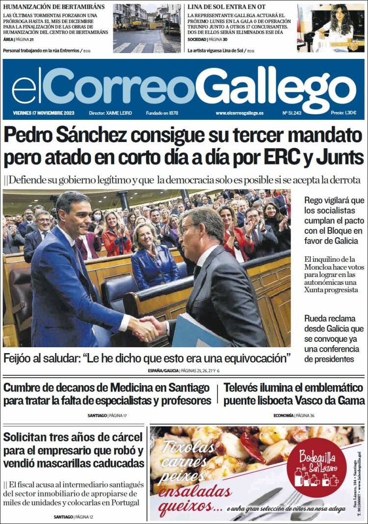 Portada de El Correo Gallego (España)