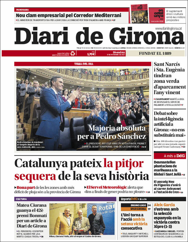 Portada de Diari de Girona (España)