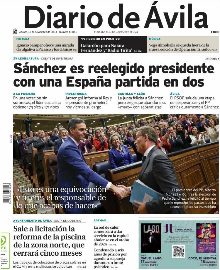 Portada de Diario de Ávila (España)