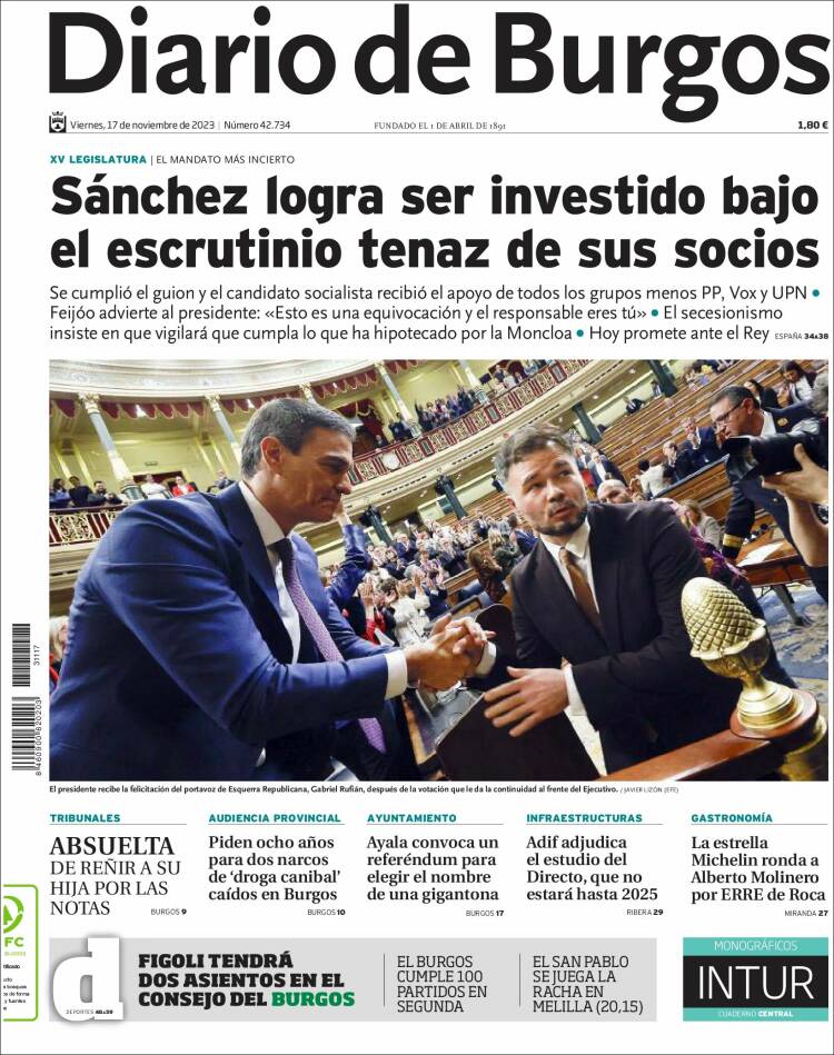 Portada de Diario de Burgos (España)