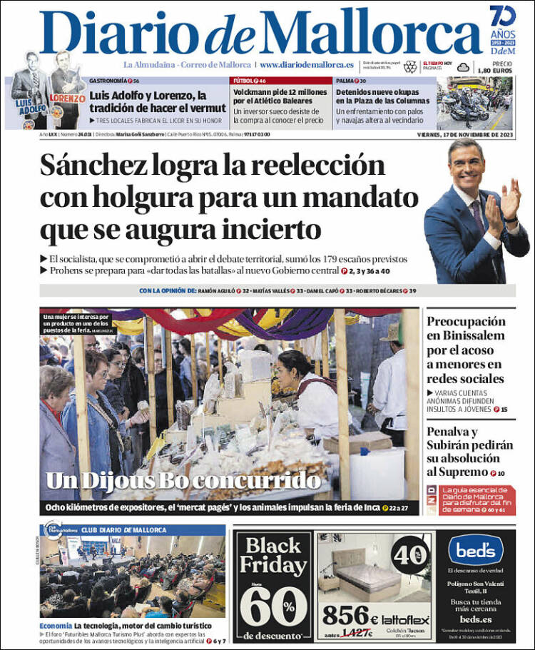 Portada de Diario de Mallorca (España)