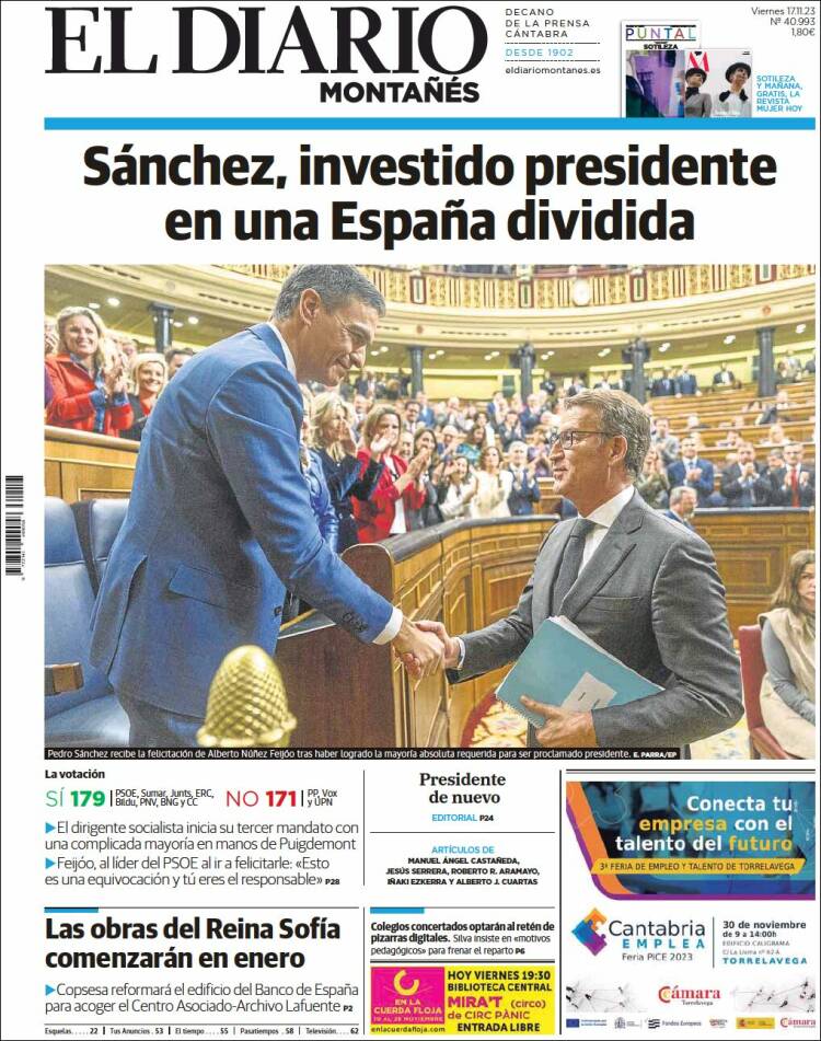 Portada de El Diario Montañés (España)