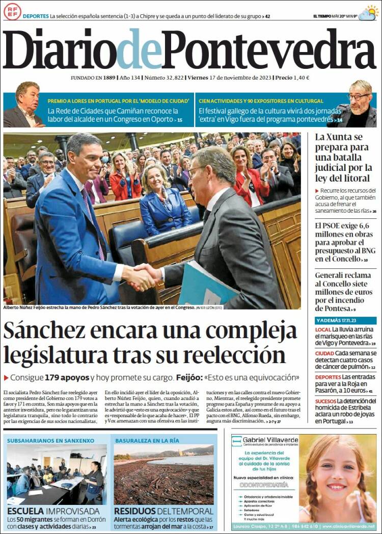 Portada de Diario de Pontevedra (España)