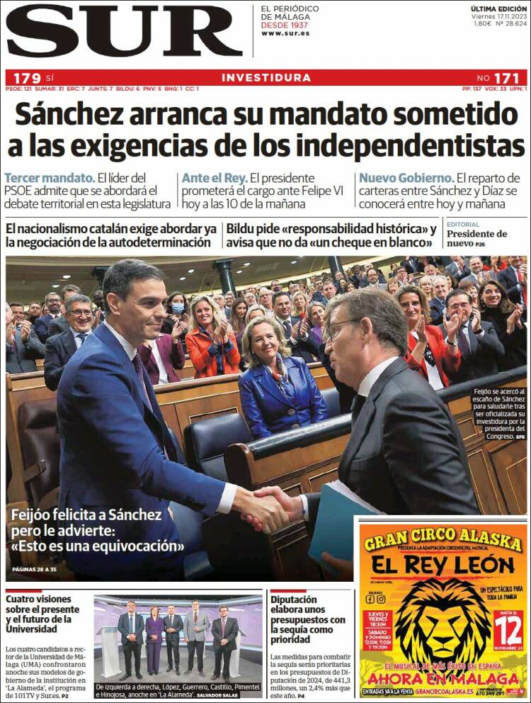 Portada de Diario el Sur (España)