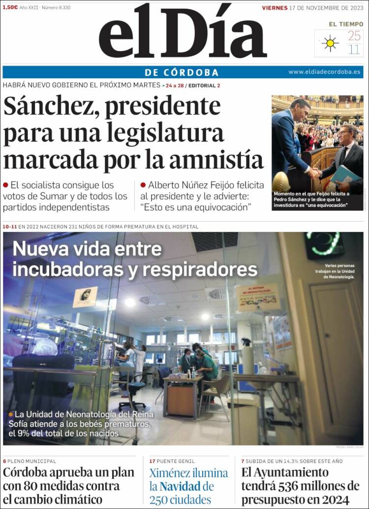 Portada de El Día de Córdoba (España)