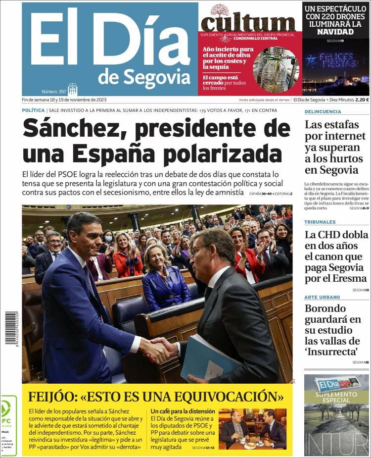 Portada de El Día de Segovia (España)