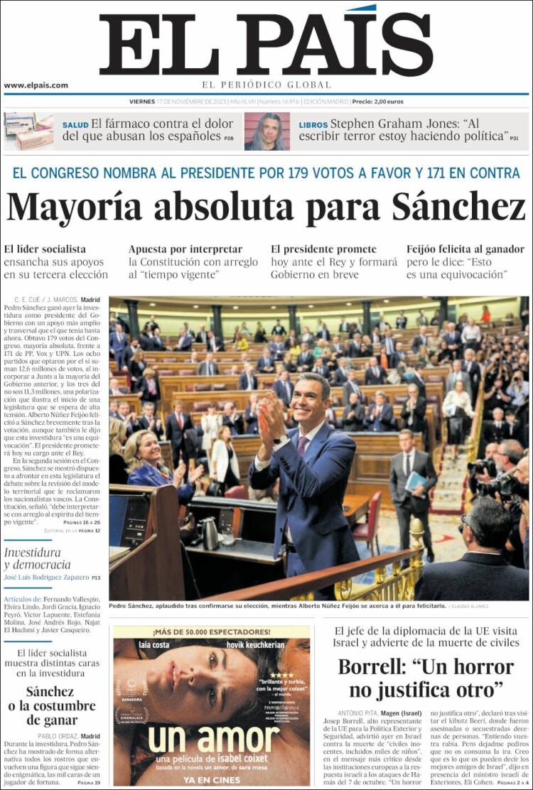 Portada de El País (España)