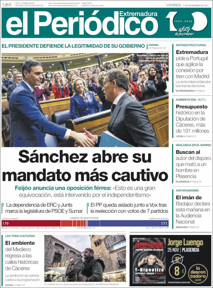 Portada de El Periódico de Extremadura (España)
