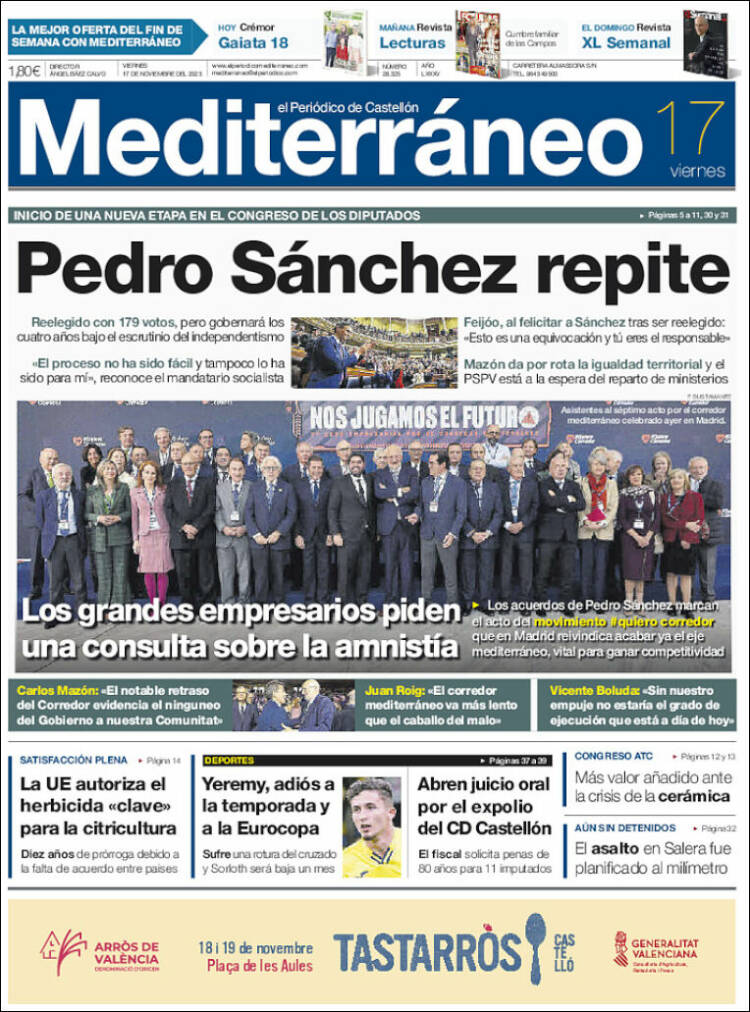 Portada de El Periódico Mediterraneo (España)
