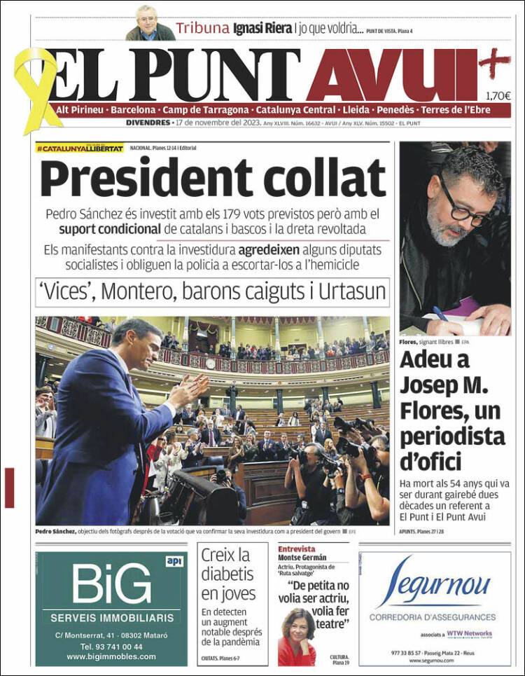 Portada de El Punt Avui (España)