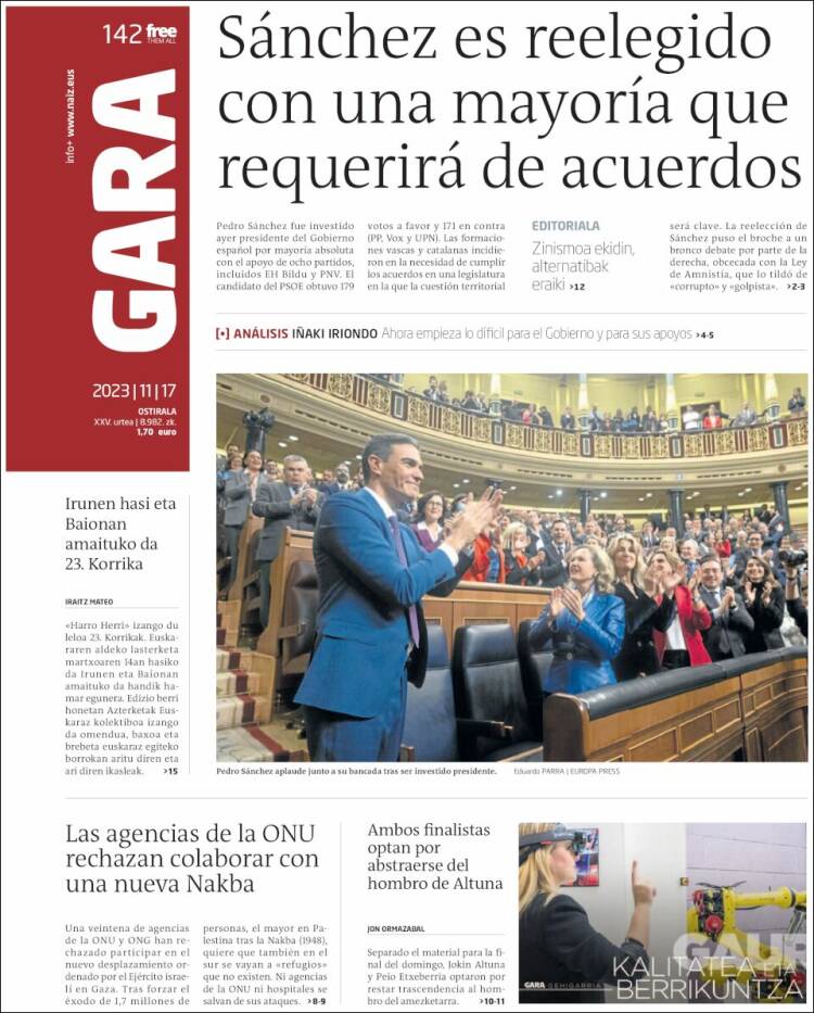 Portada de Gara (España)