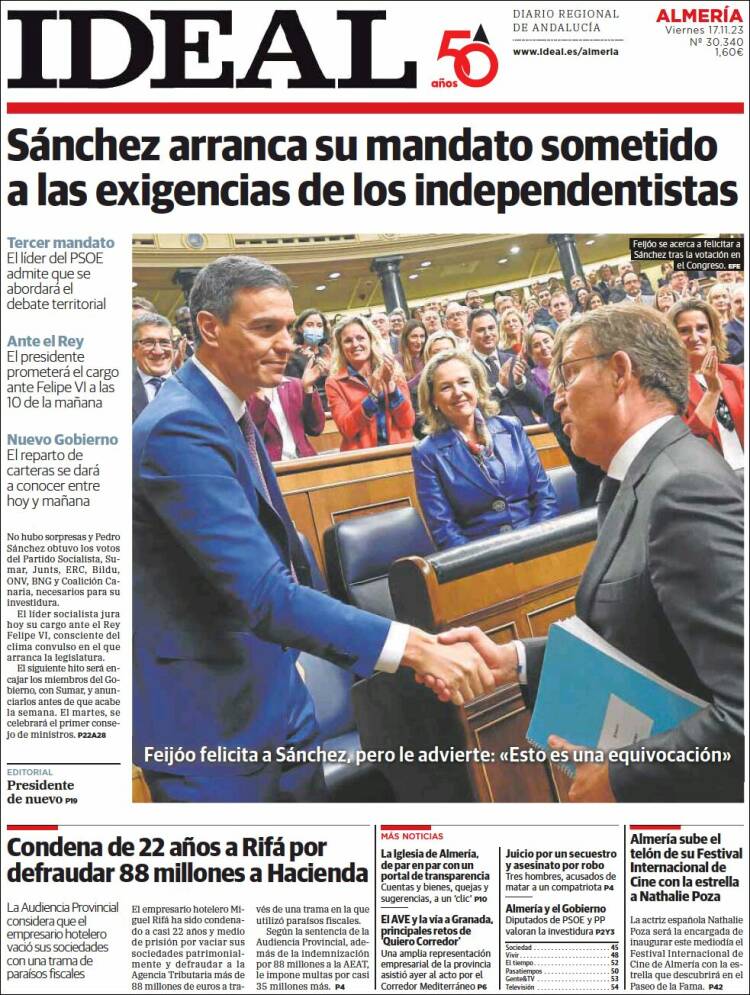 Portada de Ideal Almeria (España)