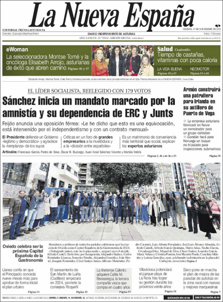 Portada de La Nueva España (España)