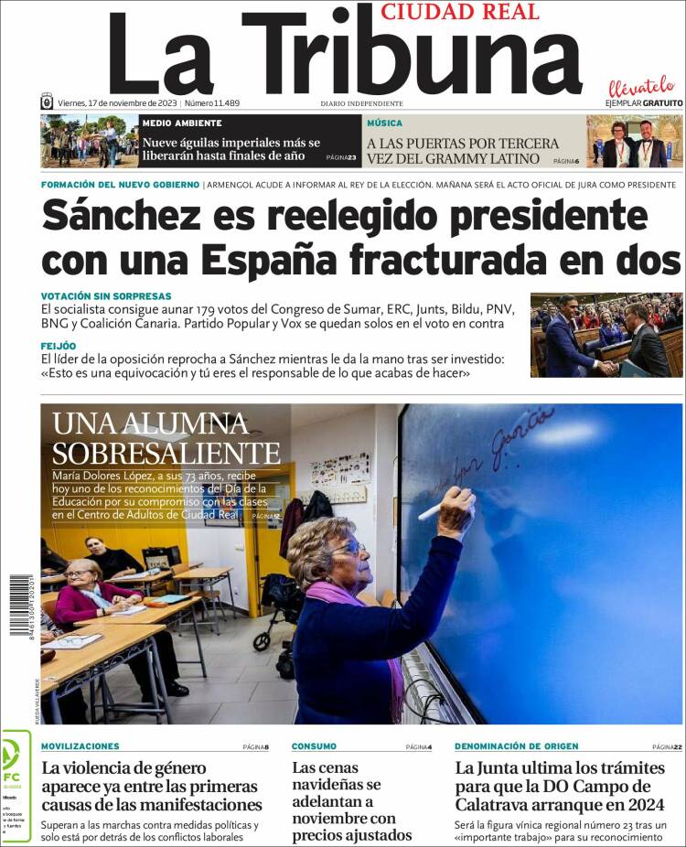 Portada de La Tribuna de Ciudad Real (España)
