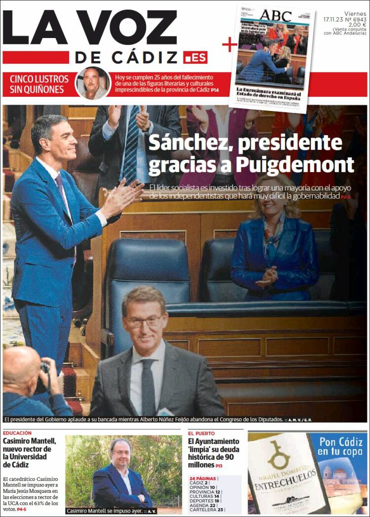 Portada de La Voz de Cádiz (España)