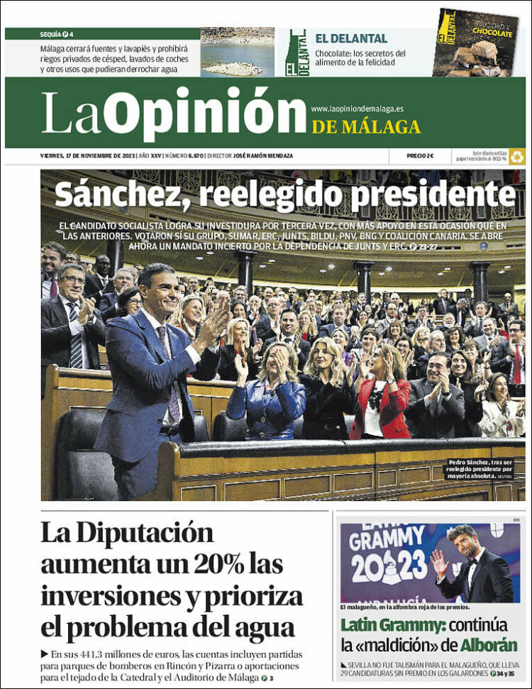 Portada de La Opinión de Málaga (España)