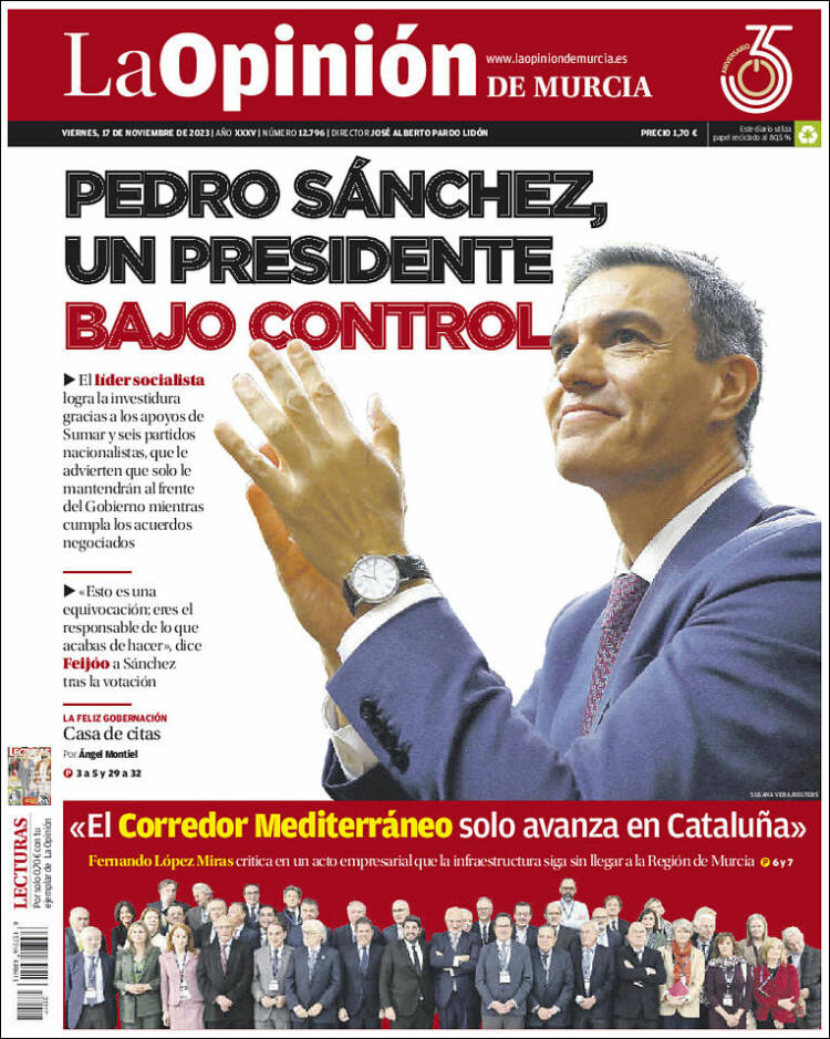 Portada de La Opinión de Murcia (España)