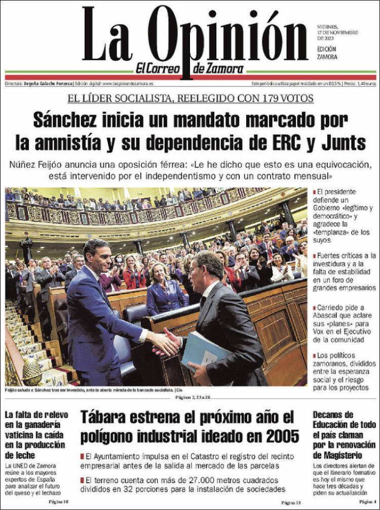 Portada de La Opinión - El Correo de Zamora (España)