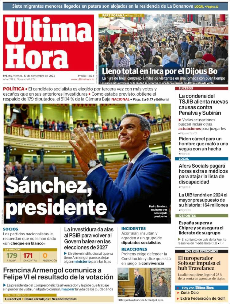 Portada de Última Hora (España)