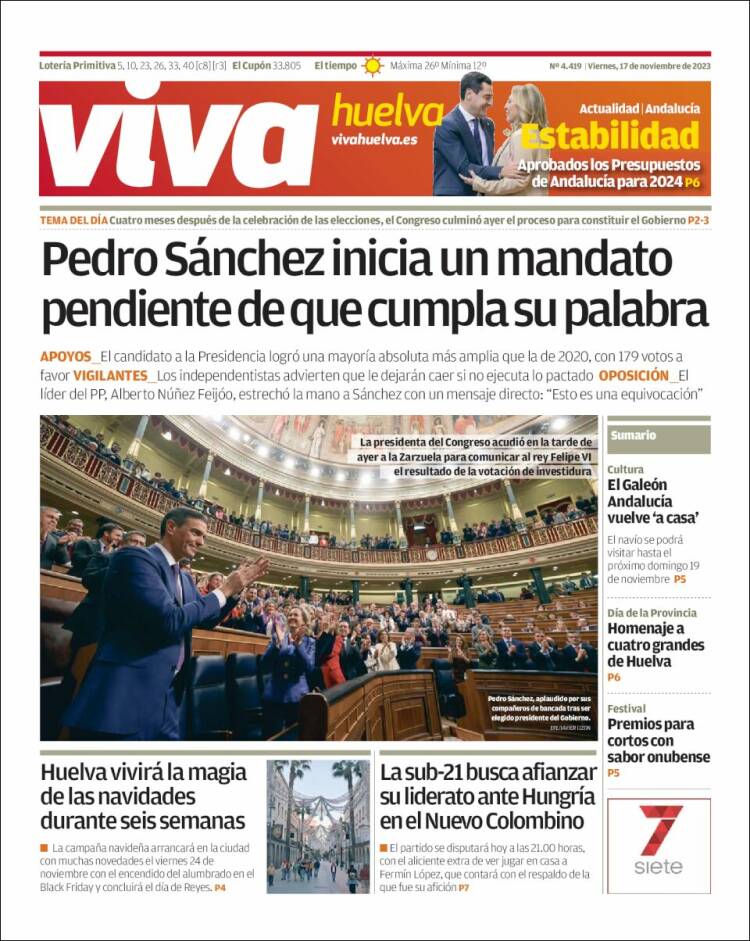 Portada de Viva Huelva (España)