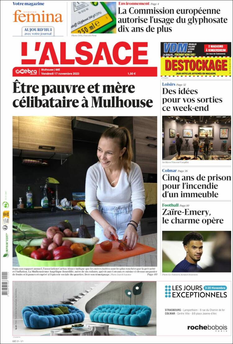 Portada de Journal L'Alsace (Francia)