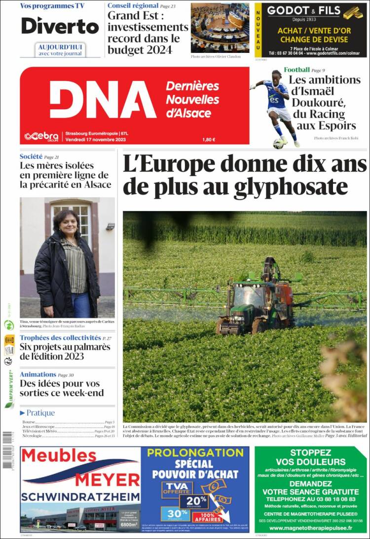 Portada de Les Dernières Nouvelles d'Alsace (Francia)