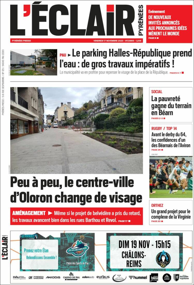 Portada de L'Eclair des Pyrénées (Francia)