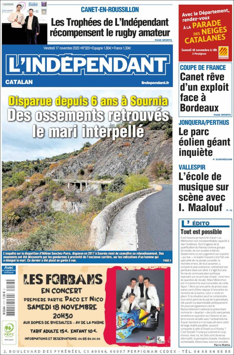 Portada de Le Indépendant (Francia)