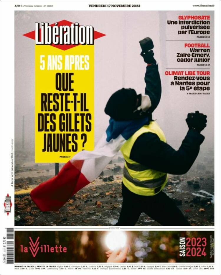 Portada de Libération (Francia)